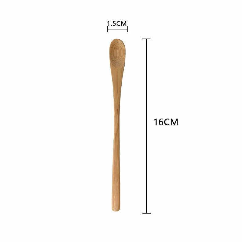 500Pcs/Lot Coffee Milk Mixing Bamboo Spoon With Long Handle Honey Mixing Stick Spoon 16x1.5cm Wholesale
