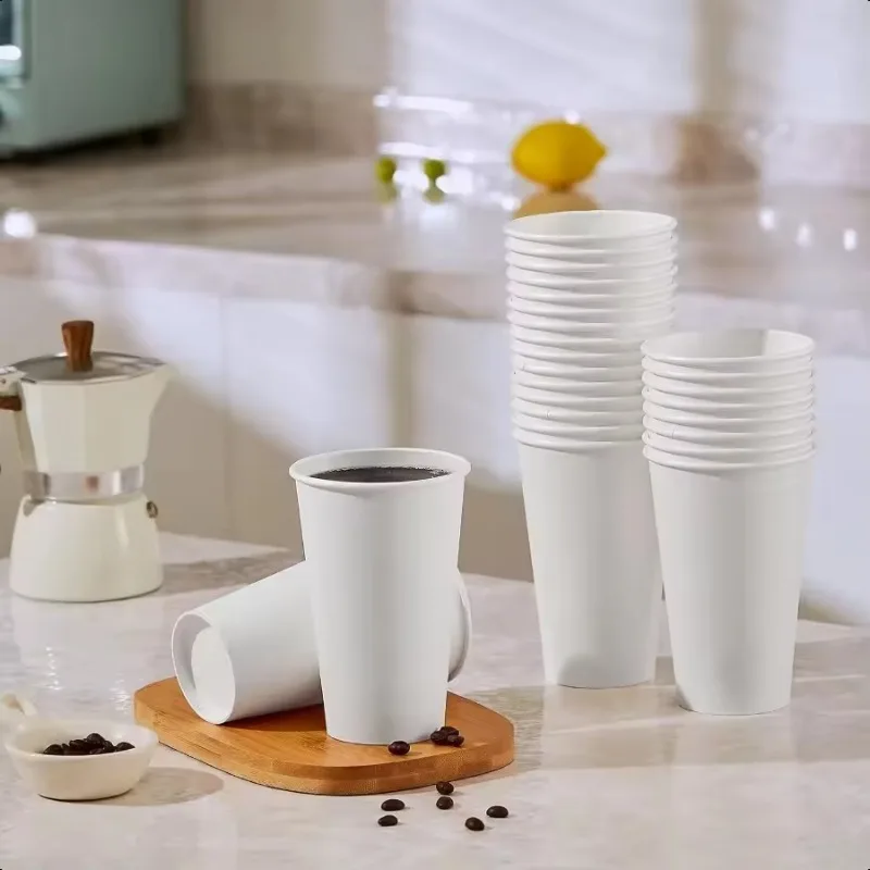 20/40 SZTUK BIAŁE KUBKI PAPIERNICZE 473 ML (16 OZ) JEDNORAZOWE KUBKI PAPIERNICZE NA SŁODYCZE, PRZENOŚNE POJEMNIKI NA KAWĘ, MLEKO, IDEALNE DO KUCHEN I NA IMPREZY