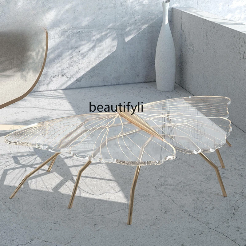 

S7486 ss-образный акриловый прозрачный чайный столик в форме бабочки, простой современный креативный приставной столик для гостиной, дома, маленькой квартиры