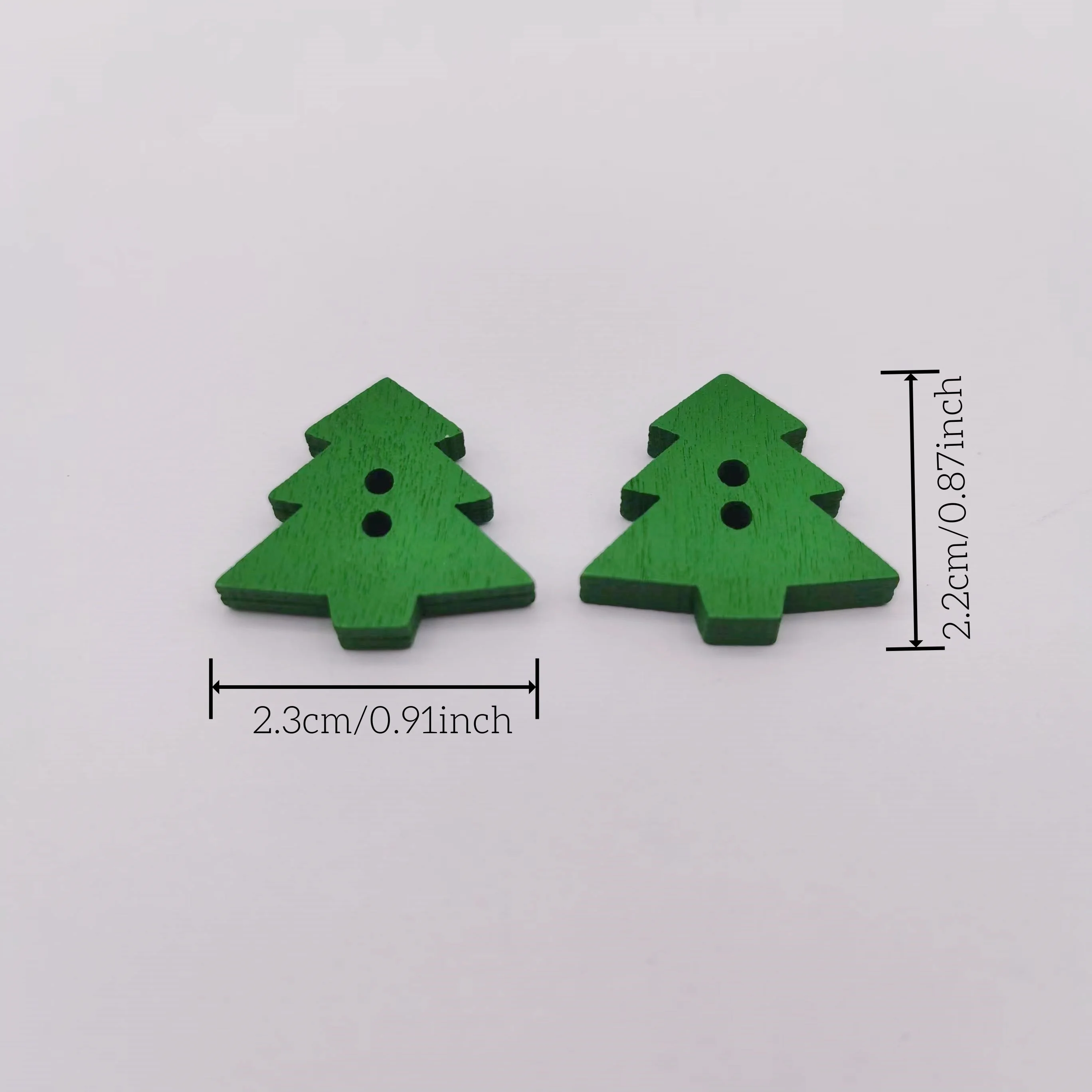 25pcs 22x23mm bottoni per albero di natale in legno verde per artigianato artistico fai da te Scrapbooking abbellimenti decorazioni accessori per