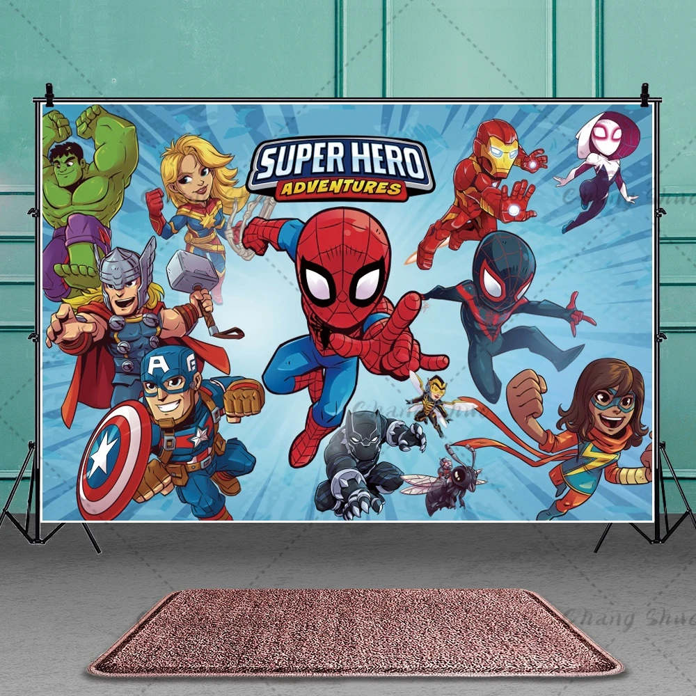 Disney Avengers Birthday Background Suitable for Children Baby Cartoon Superhero Party Decorations Photography Poster Photo