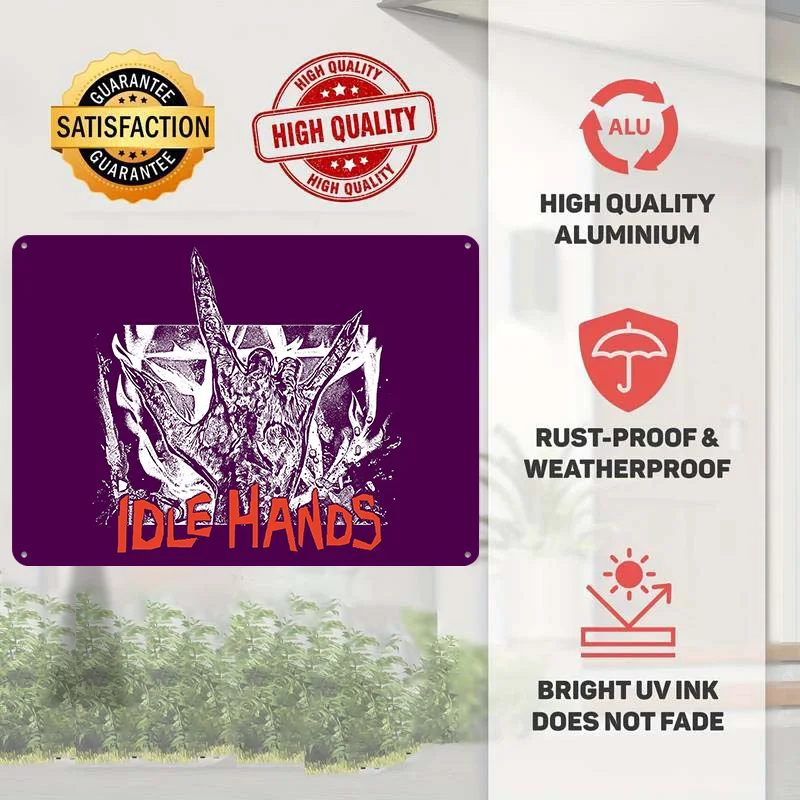 Idle Hands 3D Texture Metal Poster Customized Wall Art Tin Sign Gift for Mancave Home and Decoration Gaming House Room Ornaments