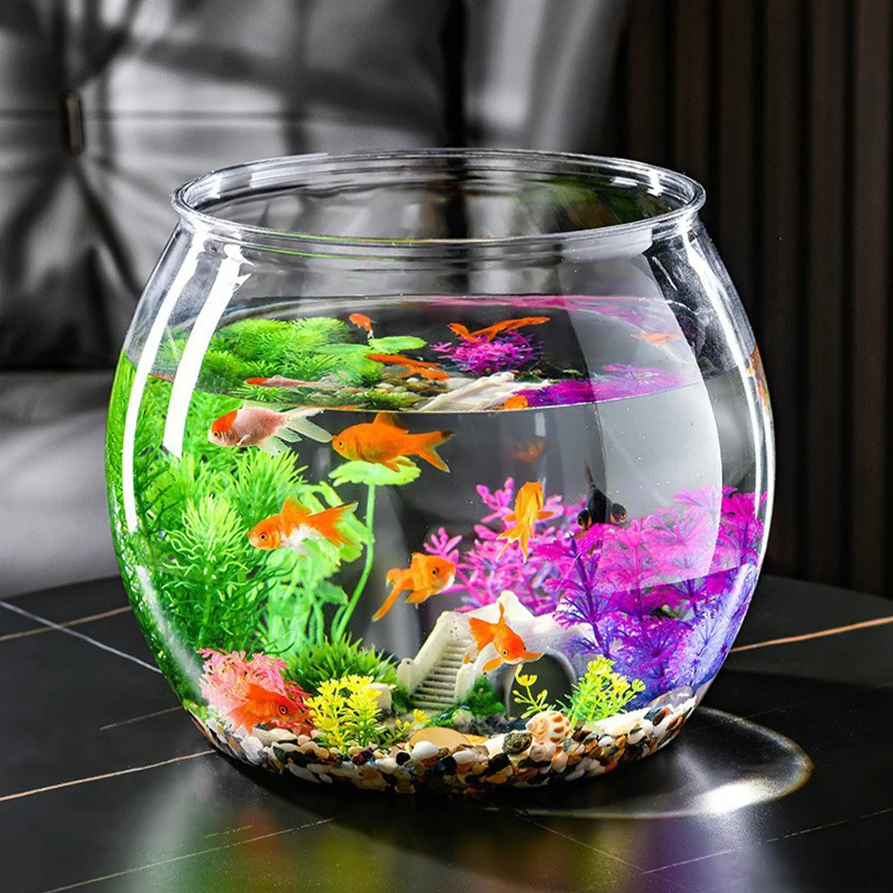 

Transparent Goldfish Tank Guest Table Hall Small Round Unbreakable Office Ornamental Turtle Supplies Plastic Betta Desktop