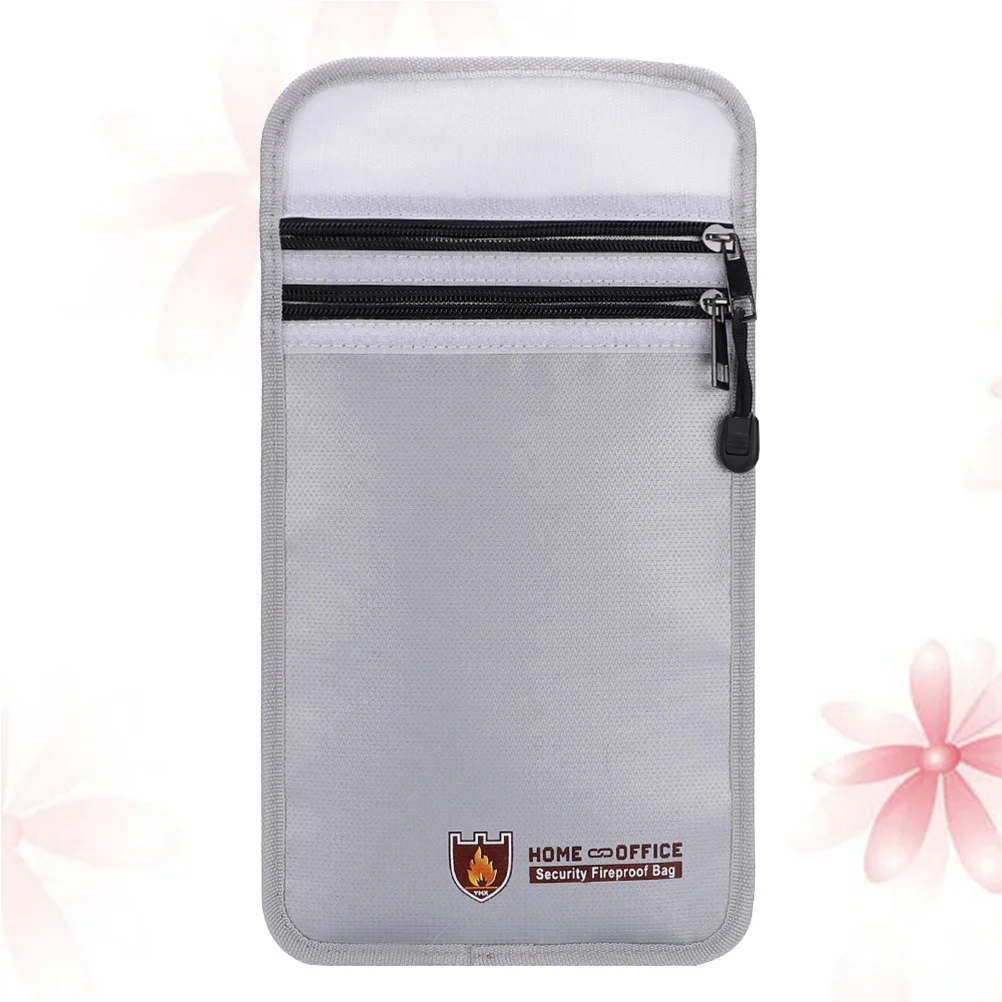 

Fireproof Document Bag Large Silver Fiberglass File Folder Organizer Double Zipper Pouch for Home Office School File Storage