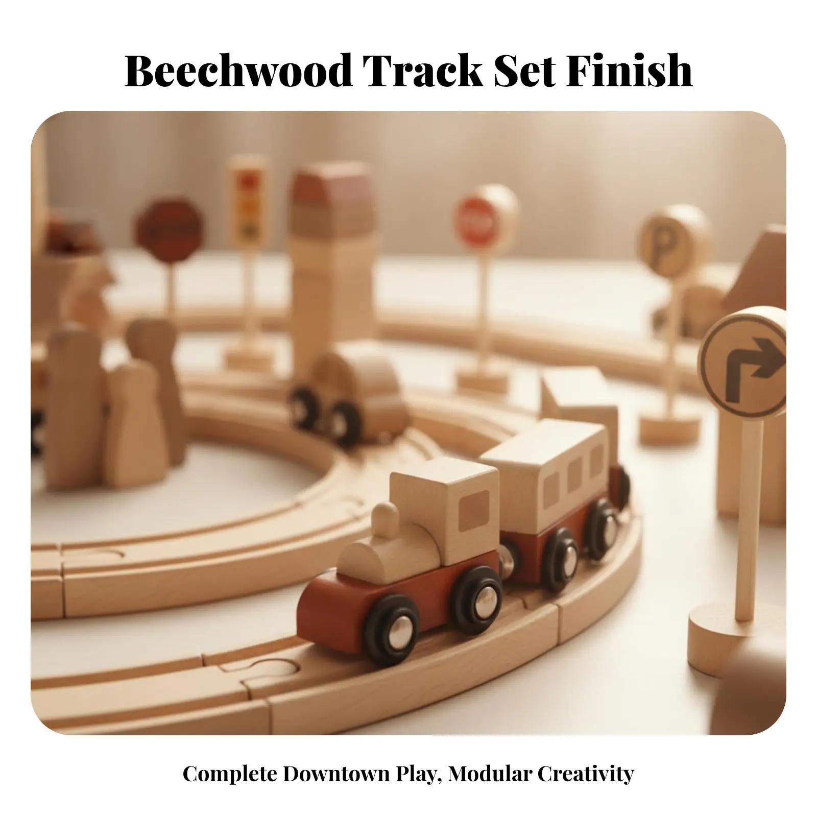Interactive Wooden Railway Building Blocks for Children with Traffic Signs and Cars
