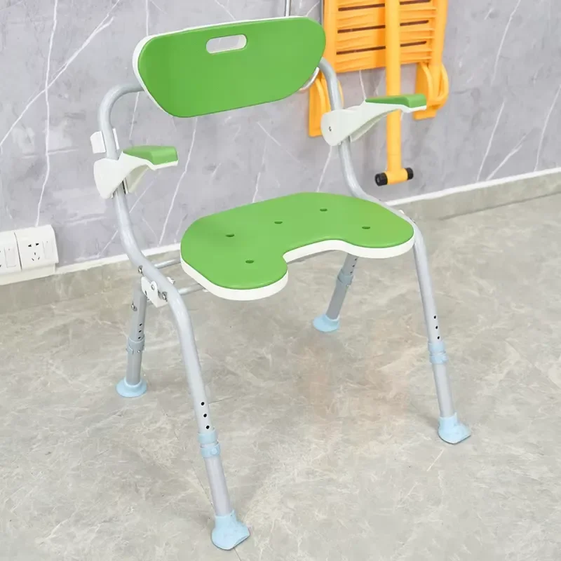 Foldable Shower Chair for Elderly Disabled Bathroom Safety Seat Non Slip Toilet Bathing Stool with Backrest Support Aid