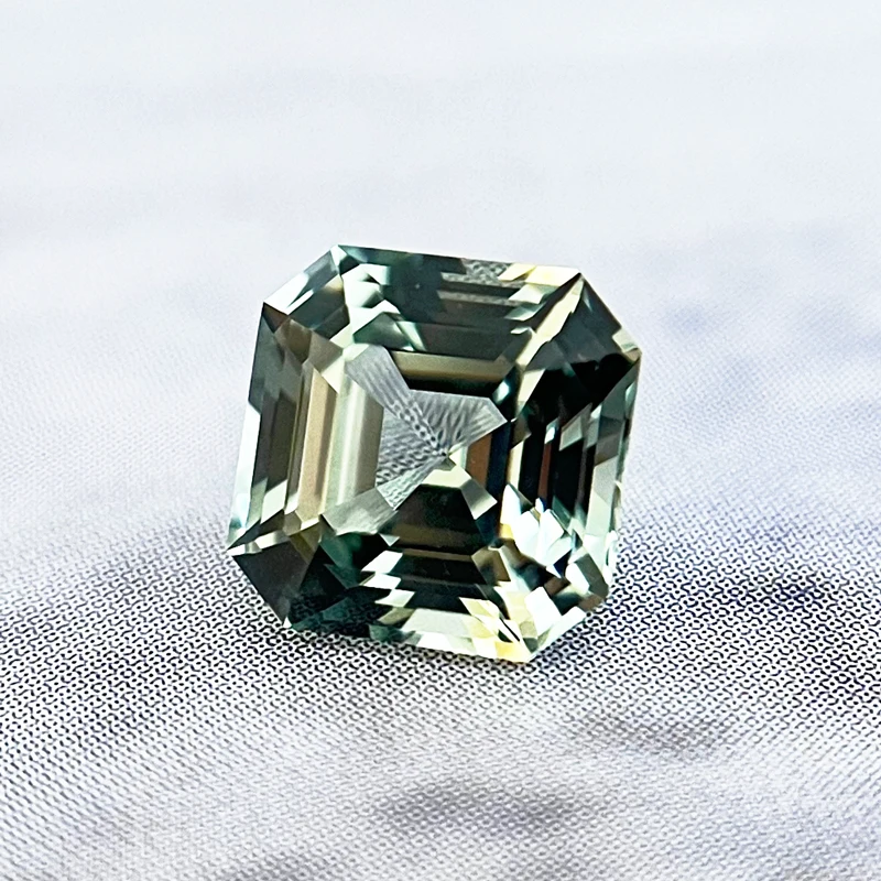 Top Lab Grown Sapphire Square Asscher Cut Green Color VVS1 Charms DIY for Jewelry Making Materials Selectable AGL Certificate