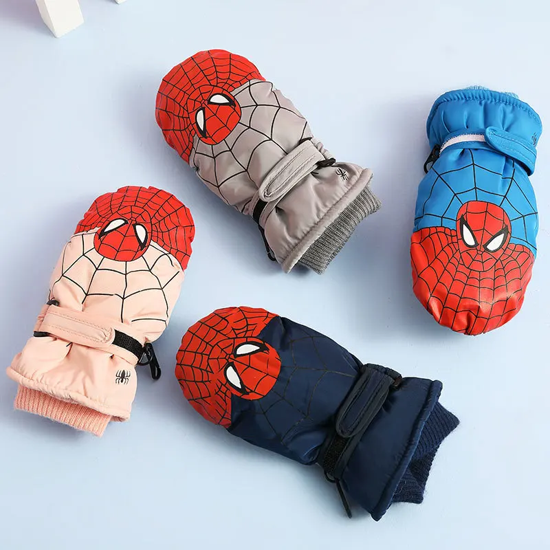 

Hot Marvel Series Spider-Man Finger-covering Gloves Winter Keep Warm Windproof and Waterproof Ski Gloves Gifts