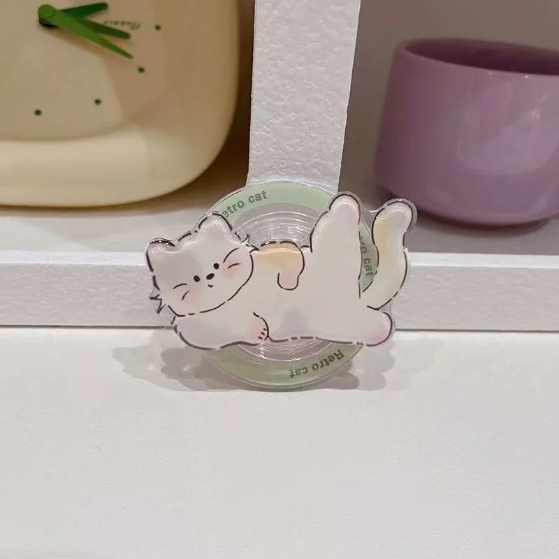 Korean Cute Kitty For Magsafe Phone Magnetic Griptok Stand For iPhone Funny Foldable Wireless Charging Case Holder