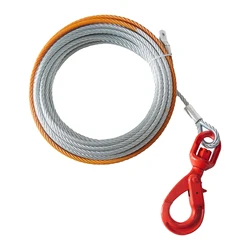 SucceBuy 50/75/100ft Galvanized Steel Winch Cable 3/8in Breaking Strength Wire Winch Rope for SUV Large Off-Road Vehicle