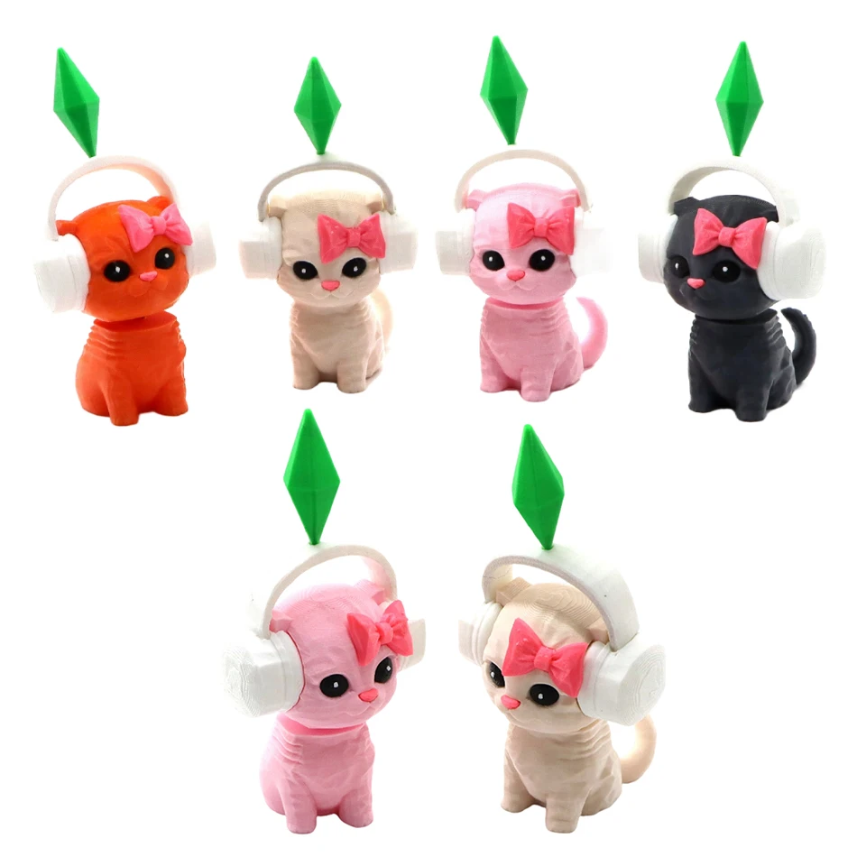 Lindo Gato Bailarín con Plumbob, Accesorio para Auto, Figura de Gato Inspirada en The Sims, Decoración Creativa para el Tablero, Adorno para el Interior del Auto, Juguete para Escritorio