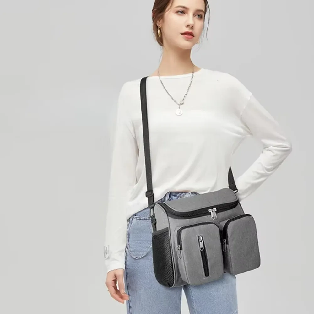 حقيبة كتف للأم مقاومة للماء متعددة الجيوب متعددة الوظائف لتخزين عربة الأطفال حقيبة للحمل بسعة كبيرة من قماش أكسفورد #4