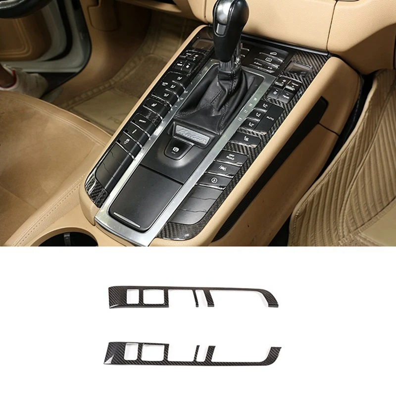 

For Porsche Macan 2014-2020 Dry Carbon Fiber Center Console Gear Button Frame Cover Trim Sticker Car Accessories