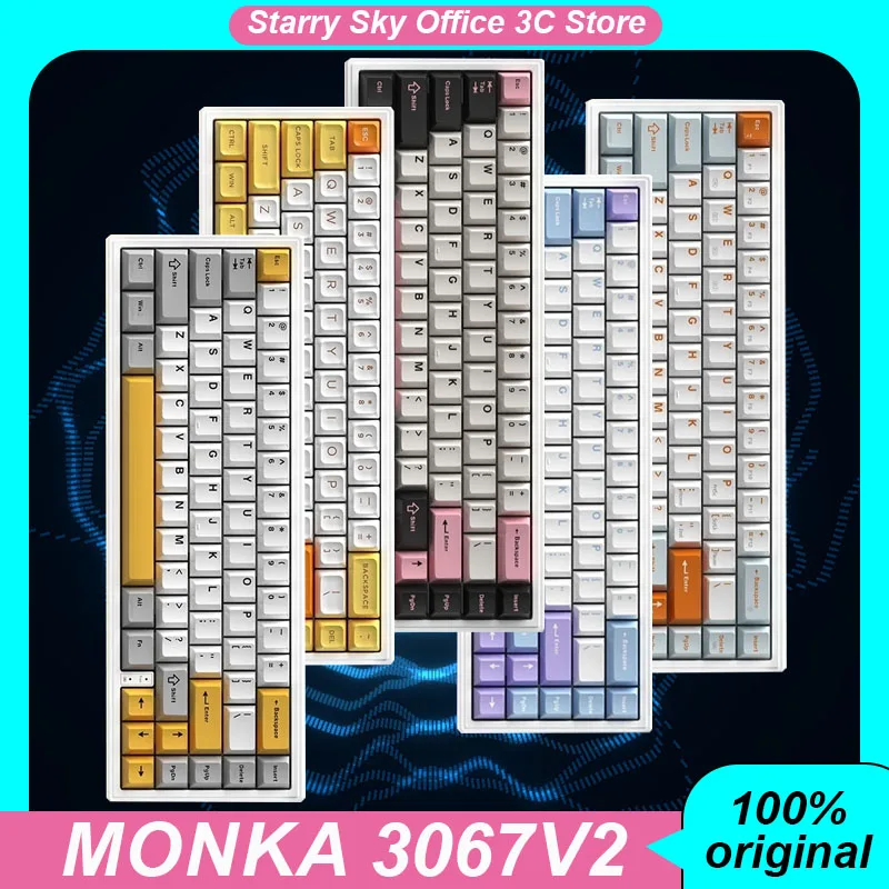 

Monka 3067 V2 Mechanical Keyboard Tri-Mode Bluetooth 2.4G USB Hot-Swap Gasket PBT key cap RGB Game keyboard PC accessories Gifts