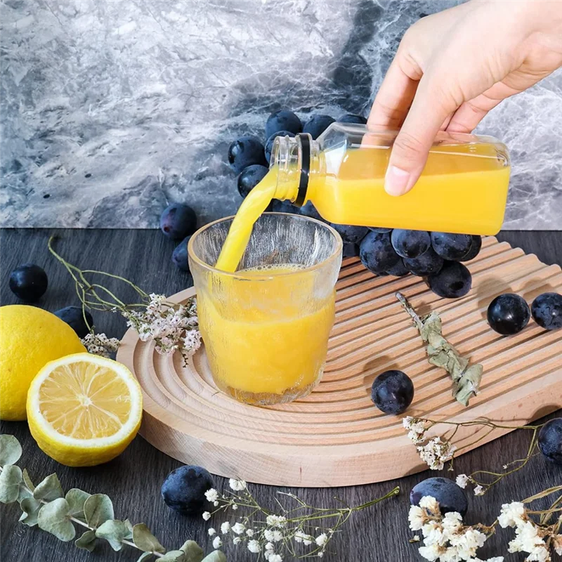 

AA73 12 шт. пластиковые бутылки для сока с крышками с защитой от несанкционированного доступа, многоразовые прозрачные контейнеры для сока с этикетками, воронкой и кисточкой