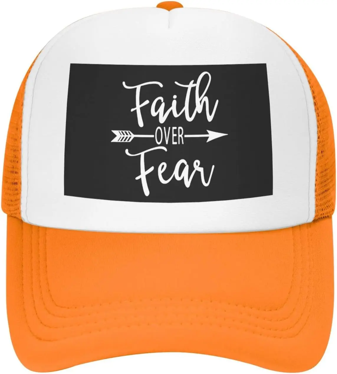 Faith Over Fear Trucker Hat Inspirational Mesh Baseball Snapback Cap for Unisex Adults