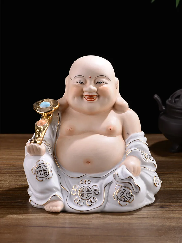 

2023 Japan Indonesia Thailand HOME SHOP Porcelain Maitreya God of wealth Buddha Mammon statue Bring good luck Recruit wealth