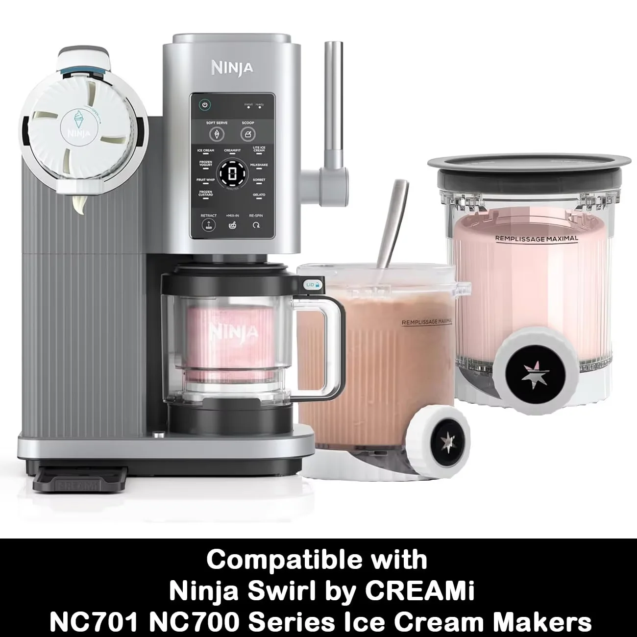 Replacement Pints & Lids for Ninja Creami Swirl, Frozen Ice Cream Containers Compatible with NC700 NC701