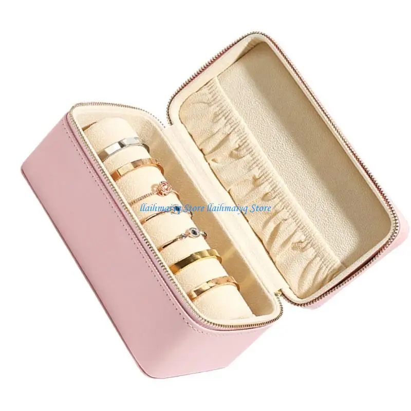 573B Portable 2 Tiered Jewellery Case Secure Lockable with PU Leather Craftsmanship