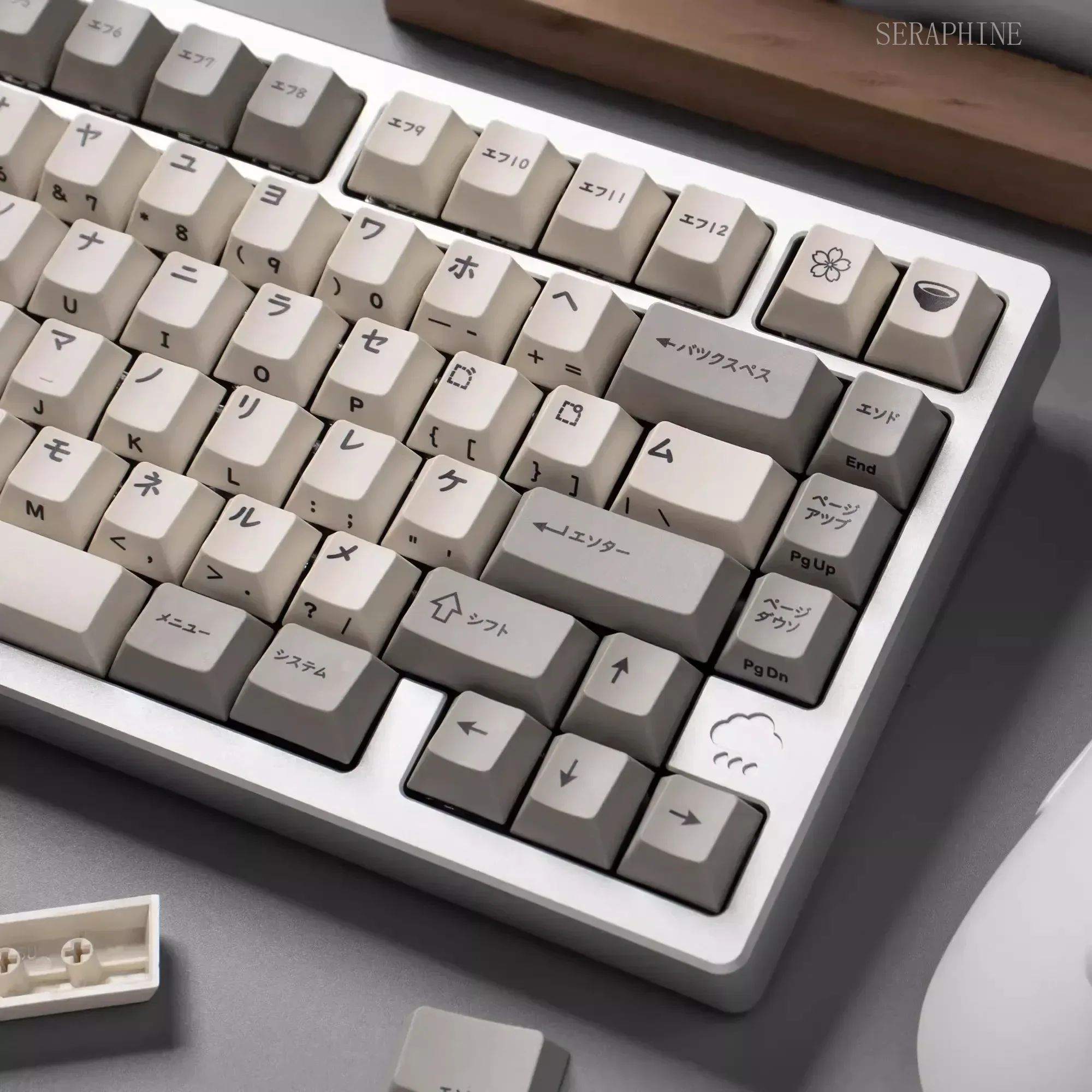 144 Keys Japanese Keycaps Retro PBT Thicken Dye Sublimation Height Cherry Side Print Mechanical Keyboard AULA F75 Ajazz Ak820pro