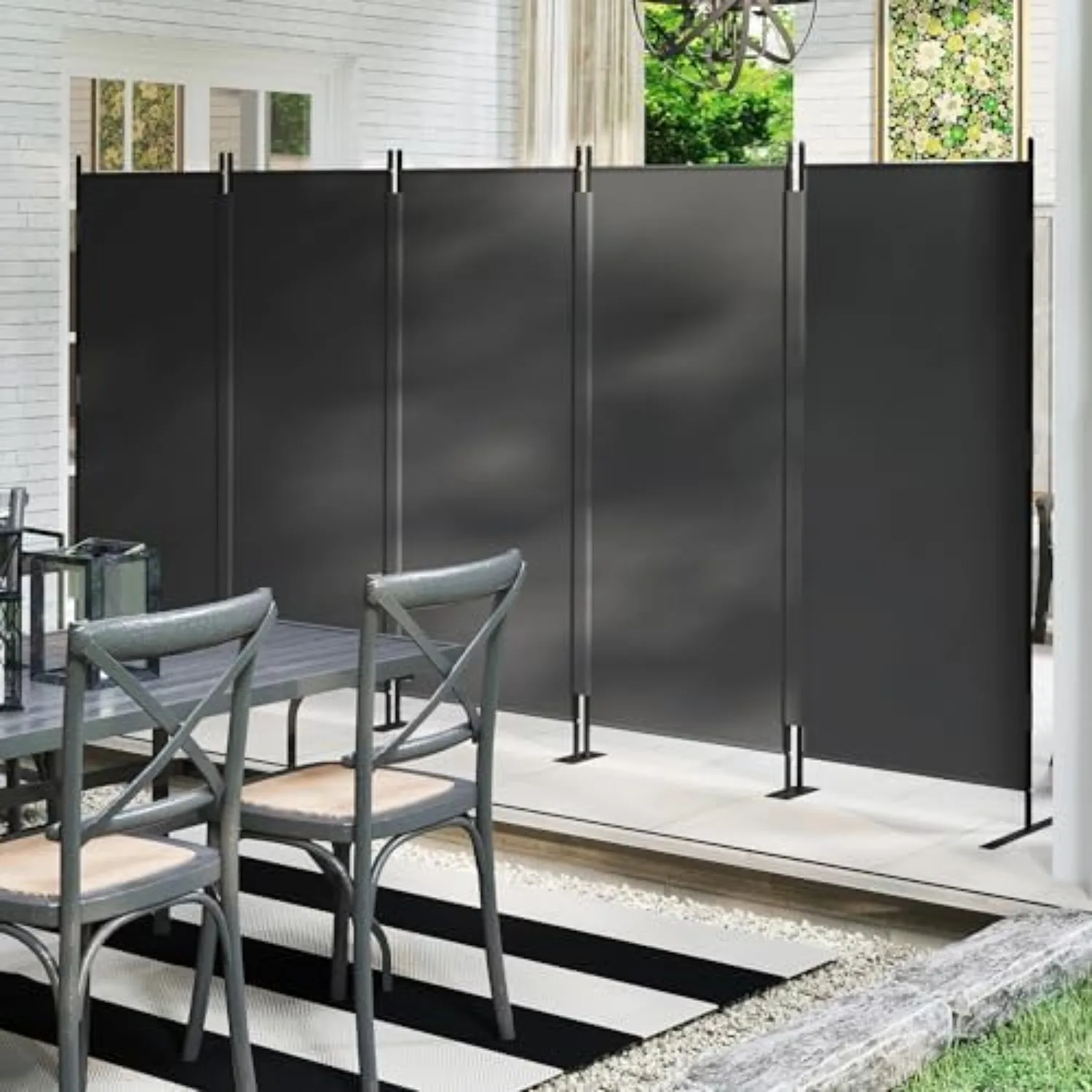 Room Divider 5 Panel Privacy Screen for Separation, Black | Separation Flexible Partition for Room, Portable Room