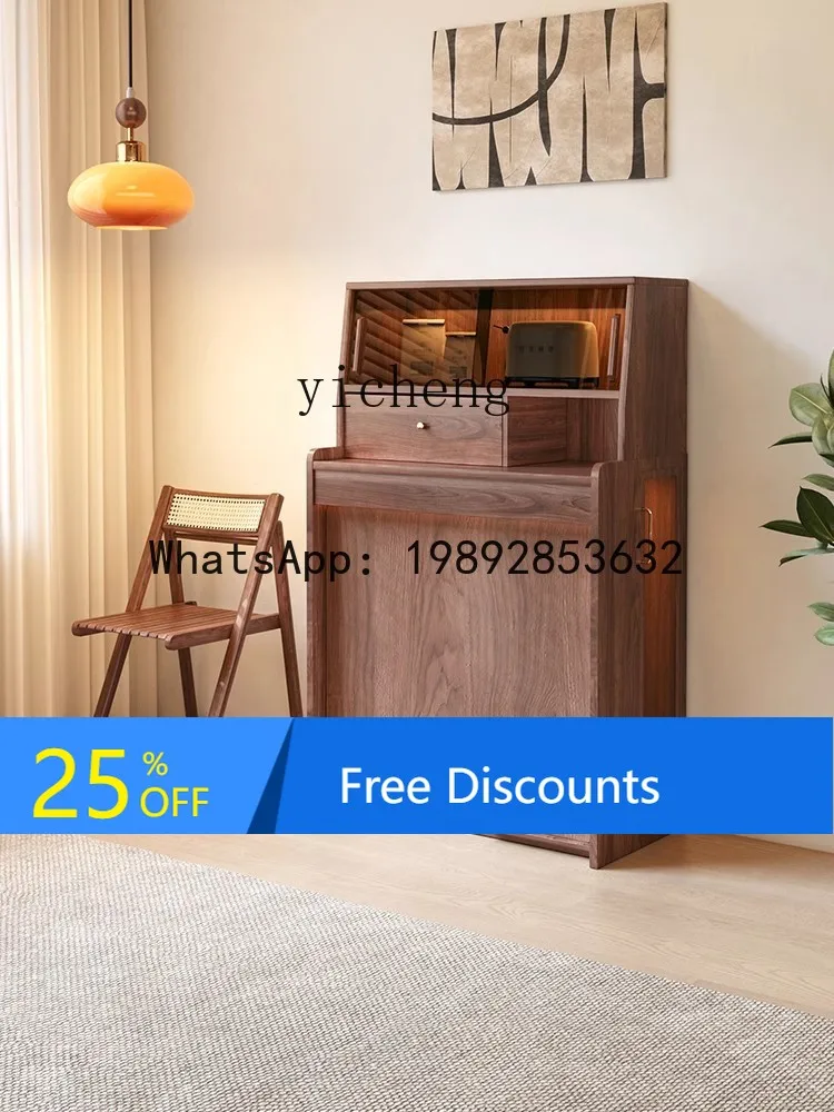 AA  solid wood folding dining table,  cabinet integrated, high-end Nordic does not take up space, dining