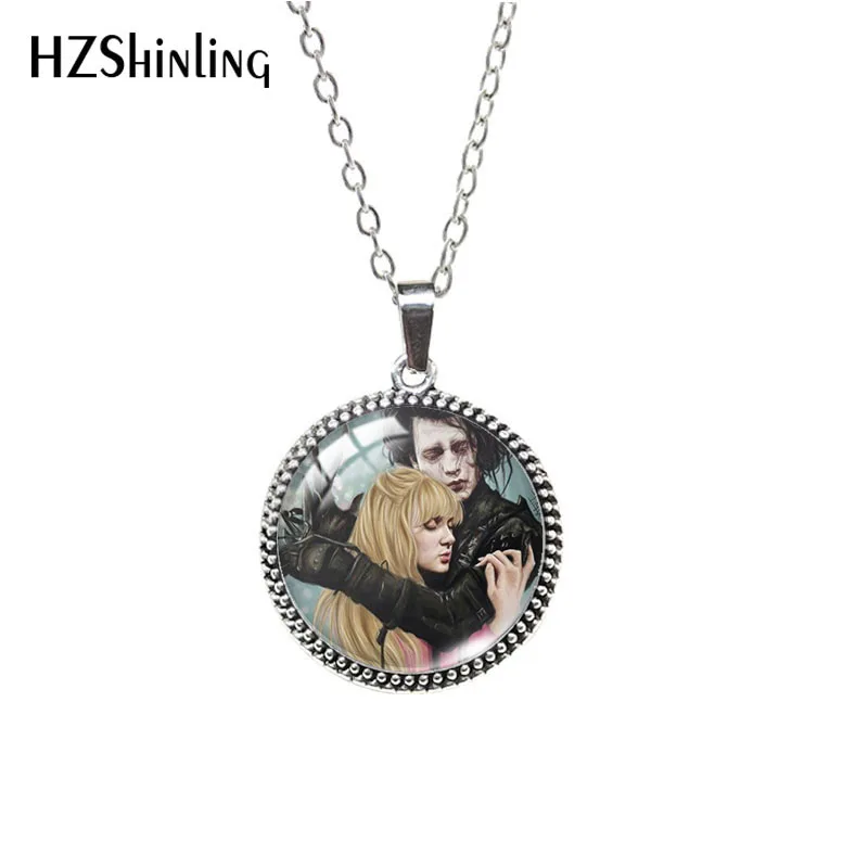 2022 Classic Edward Scissors  Cartoon Pattern 25mm Glass Cabochon Antique Necklace Handmade Glass Jewelry