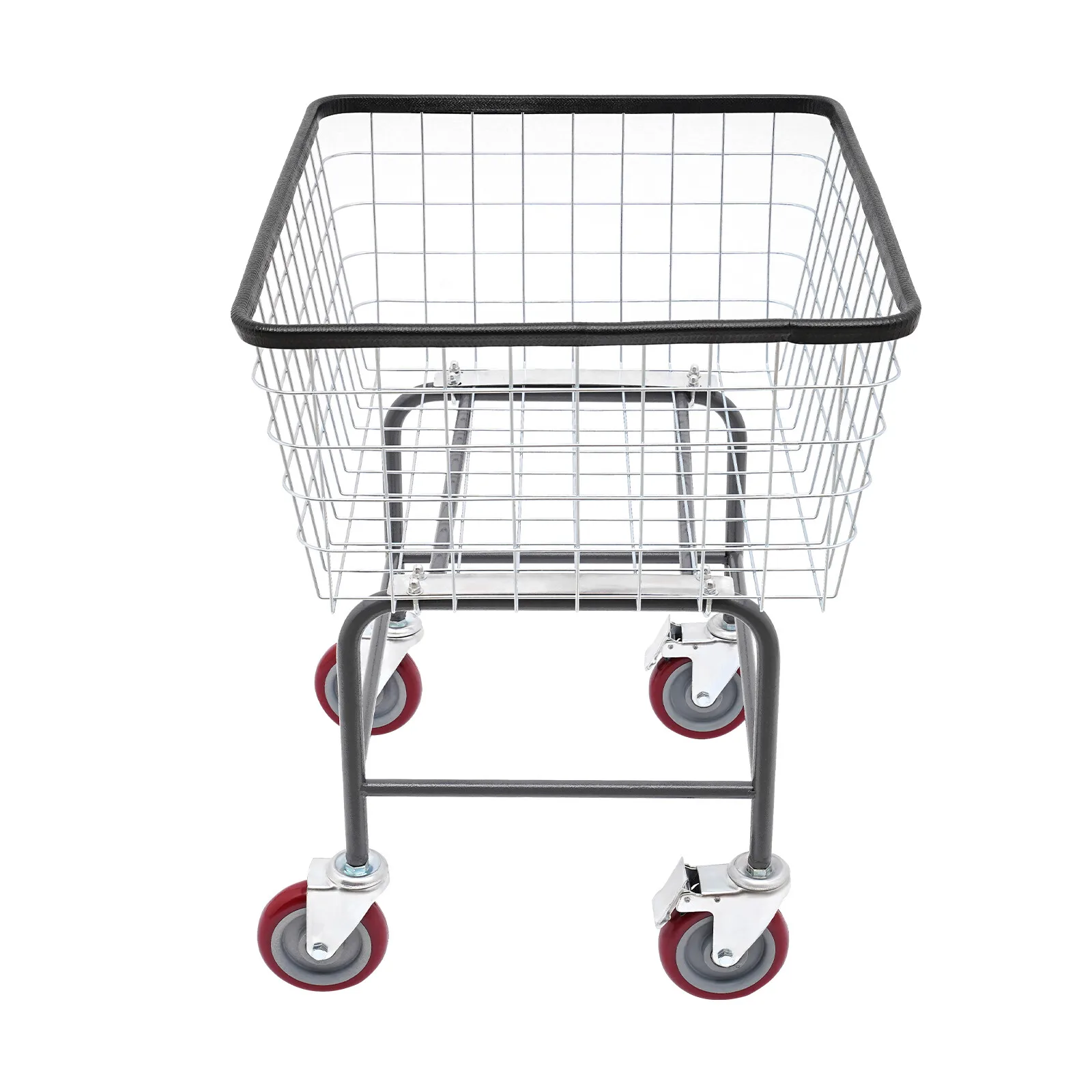頑丈なスチールワイヤー製ランドリーカート（ホイール付き）-業務用ローリングバスケット、ホテル病院用折りたたみ式ユーティリティカート