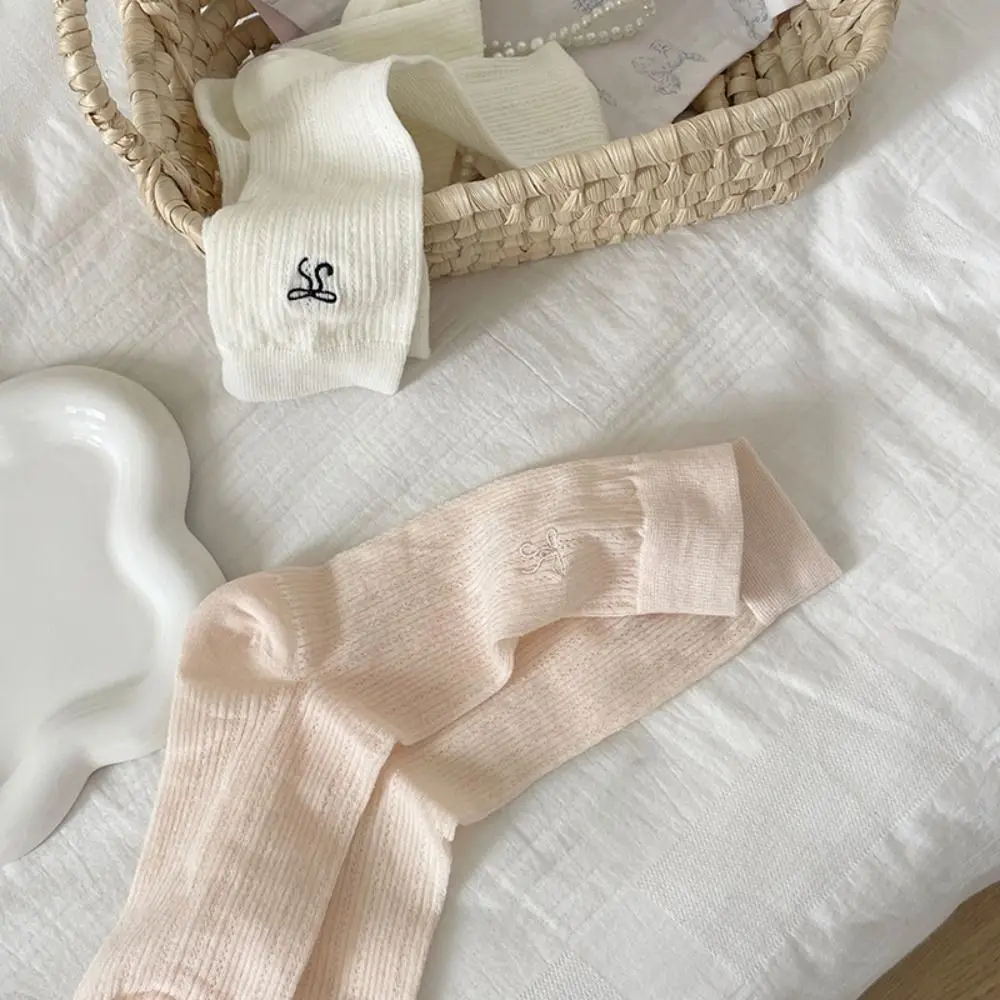 جديد تنفس Bowknot الجوارب الربيع الصيف Y2K الجوارب القطنية رقيقة بلون الجوارب الطويلة