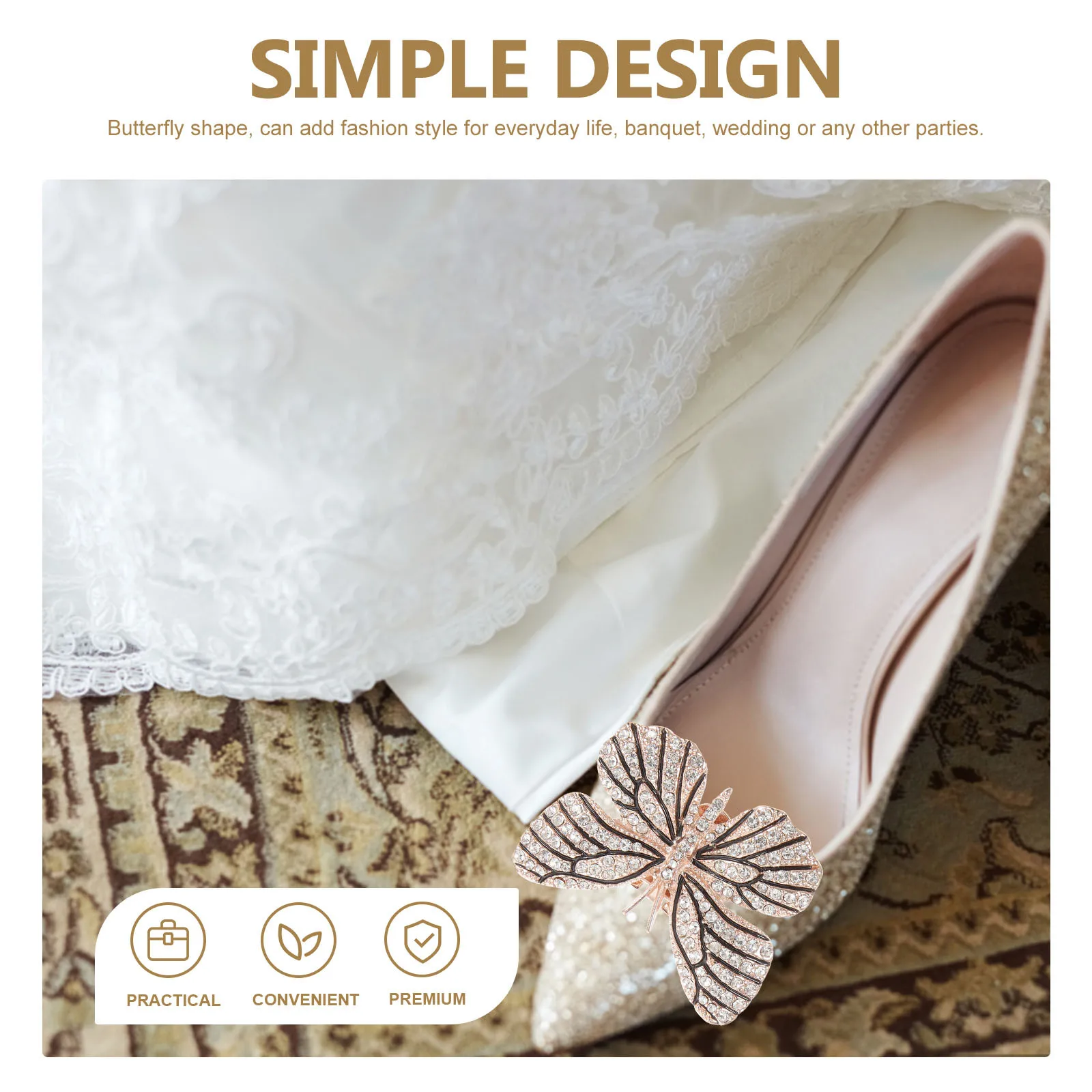 

1Pair Bride Butterfly Shoe Clips Rhinestone Decorative Shoe Clips Wedding Shoes Charms Bridal Accessories Shoes Applique