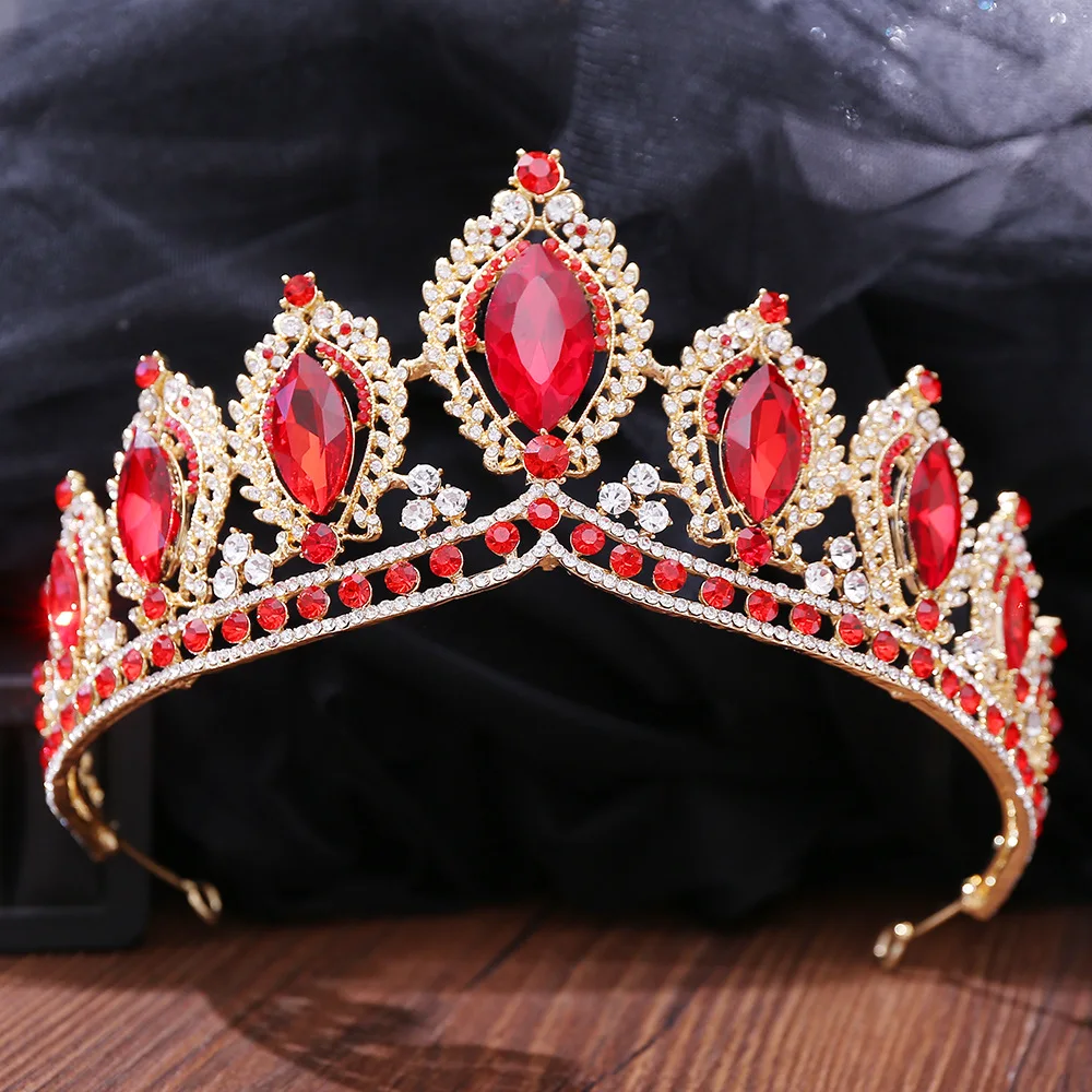 Baroque Vintage Princess Queen Bridal Crown Headwear Crystal Tiara For Women Wedding Crown Hair Dress Accessories Jewelry Diadem