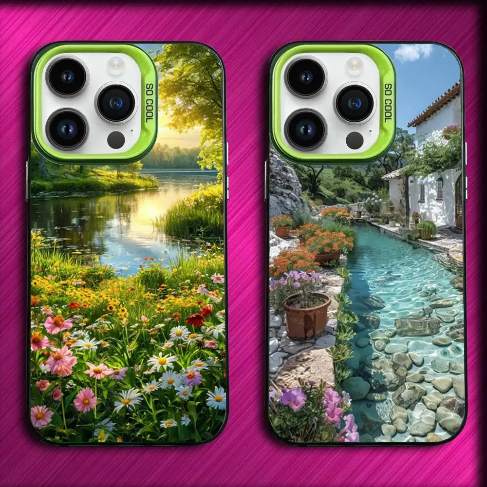 

bloom garden Phone Case For iPhone 16,15,14,13,12,11,Mini,Pro,E,MAX Green Candy Matte Shockproof Cover