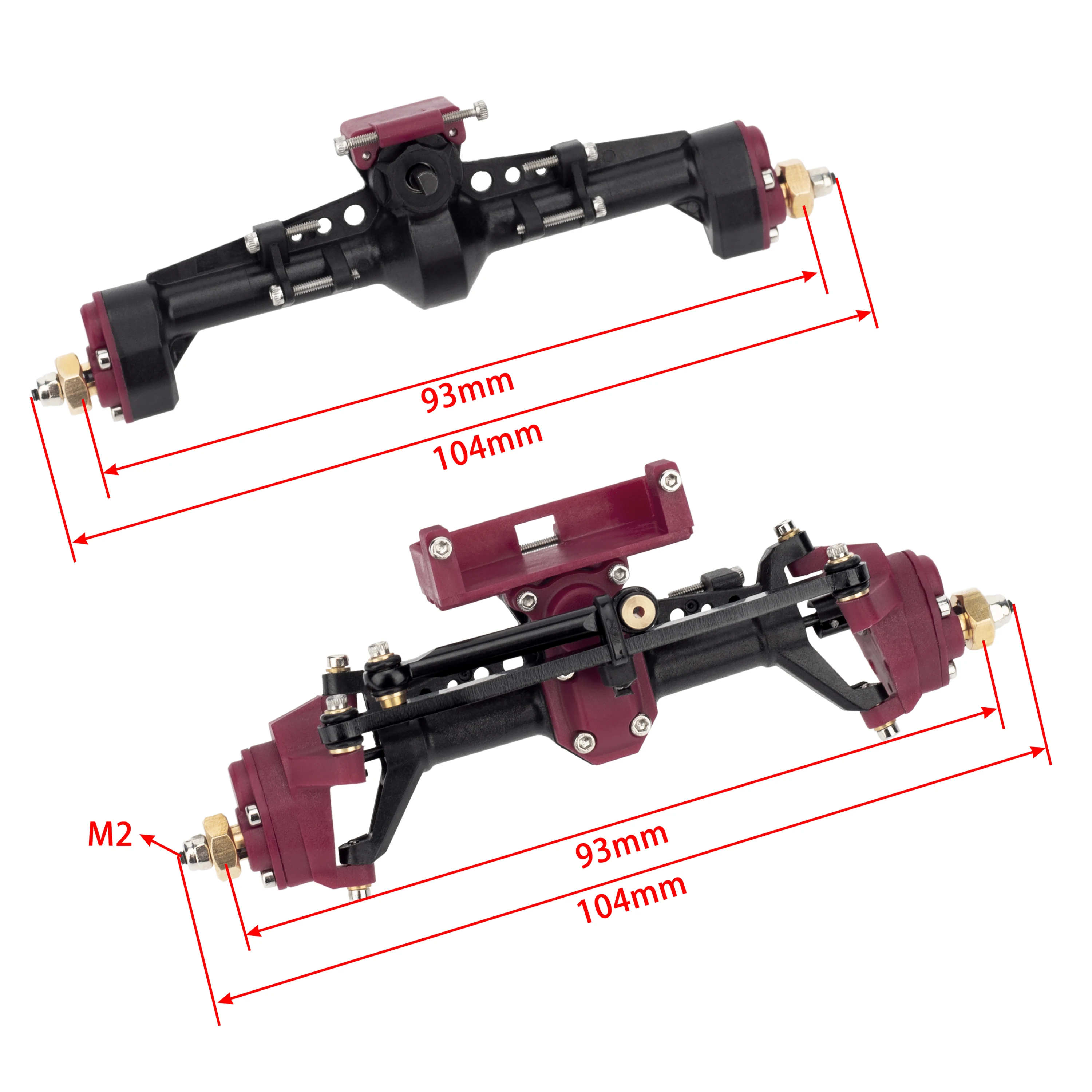 1/24 Scale Plastic Nylon Axles Front and Rear Portal Axle Assembly w/New C Knuckle for Axial SCX24 90081 C10 JEEP Upgrade Parts