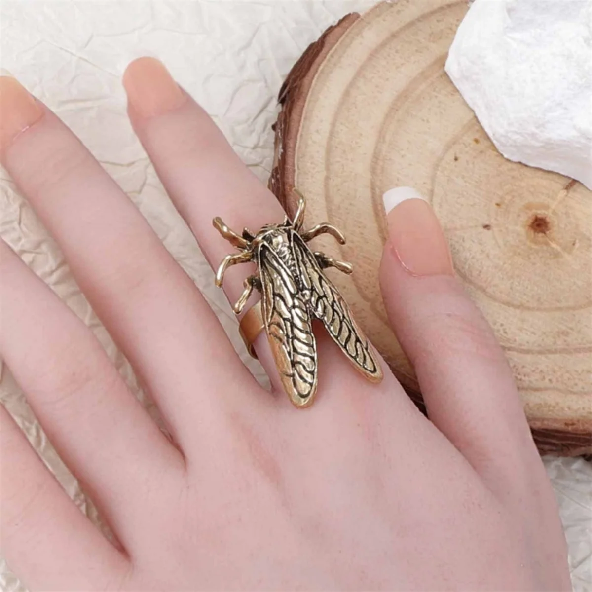 Kreative Insekten-Zikaden-Käfer-Öffnungsringe für Damen und Herren, Vintage-Punk-Metall-Tier-Fingerring, Party- und Alltagsmode-Schmuck – Detail 14