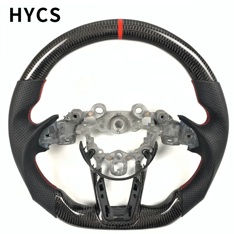 

Custom Car Accessories Carbon Fiber Steering Wheel Covered Perforated Leather for Mazda 3 Axela Atez CX5 Without airbags