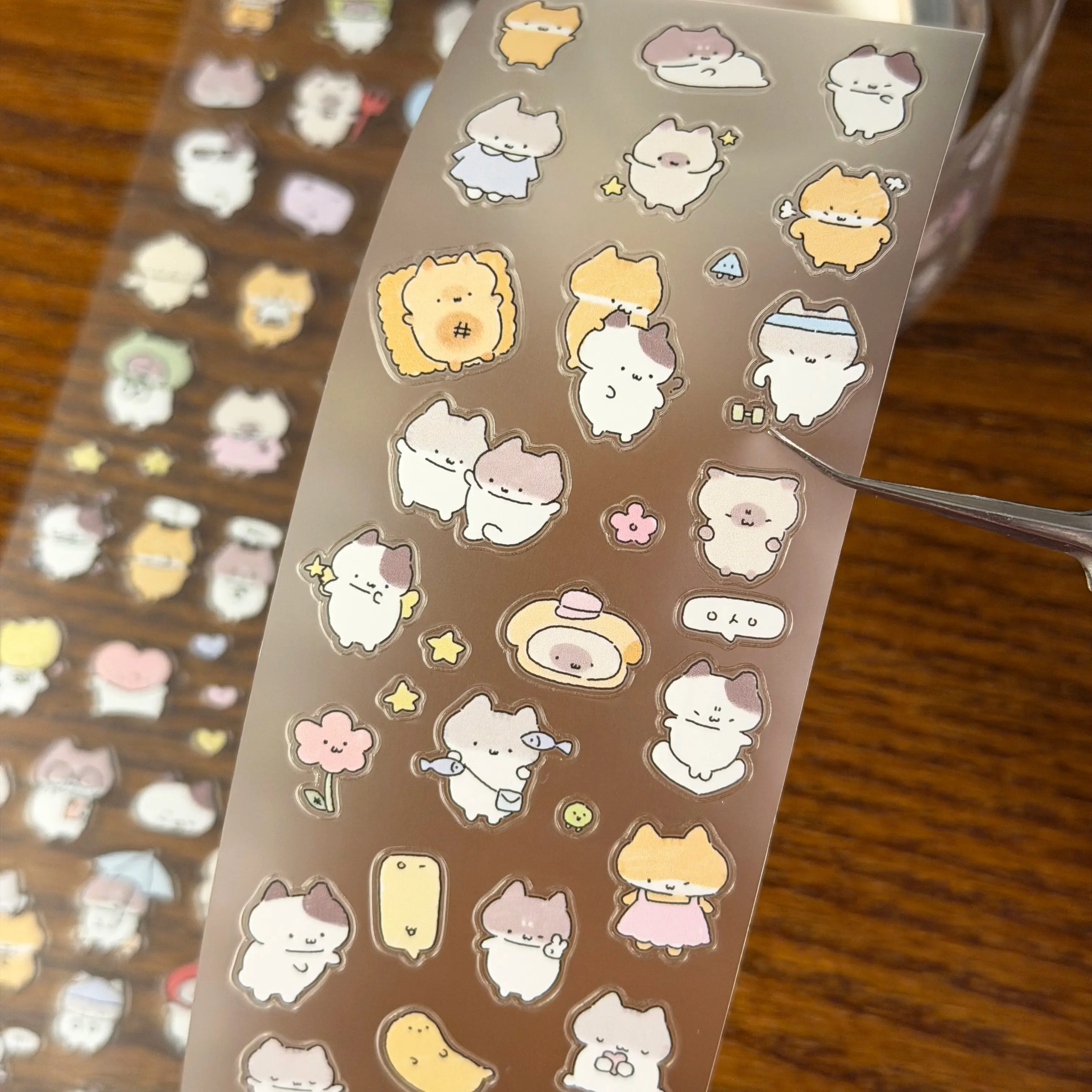 

Cute Korean Style "Cat Family" Sticker Roll Adhesive tape for Journaling & Scrapbooking