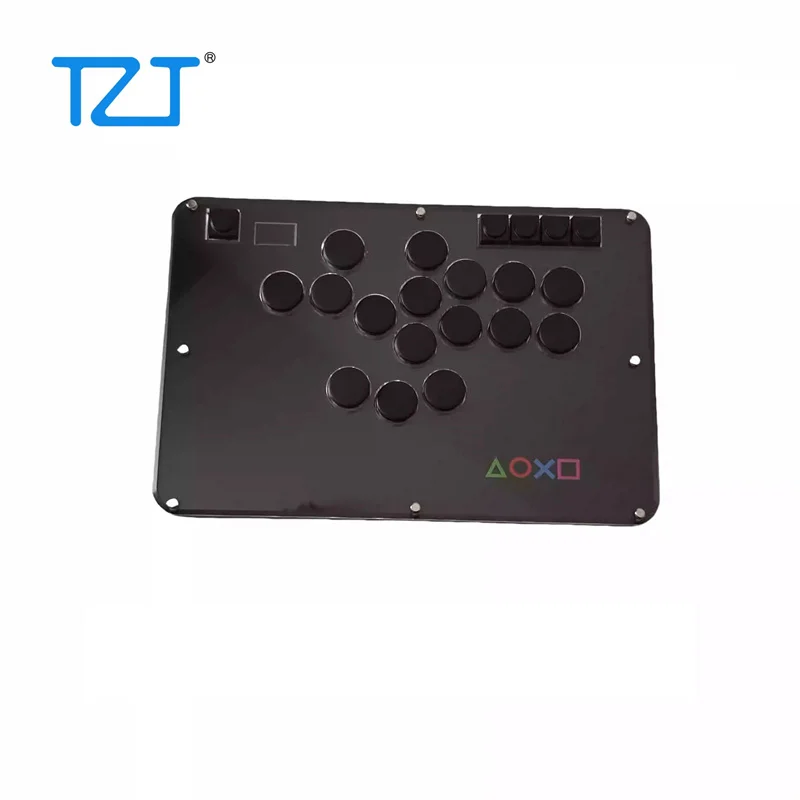 TZT HAMGEEK A16 Pro Hitbox أسود/أبيض 16 زر عصا أركيد وحدة تحكم مع مفاتيح فضية منخفضة المستوى