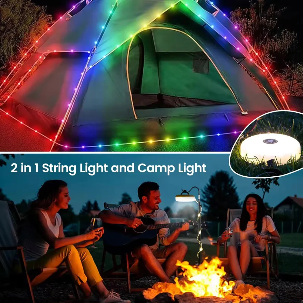 LED Camping Lamp Strip Atmosphere 10M Length Waterproof Recyclable Light Belt Outdoor Garden Decoration Lamp for Tent Room