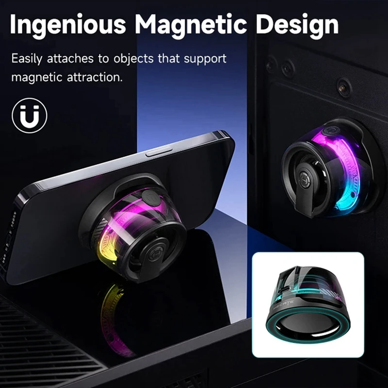 Portable Magnetic Bluetooth Speaker Mini Sound Box Bluetooth 5.3 RGB Lighting Phone Holder True Wireless Bass Speaker