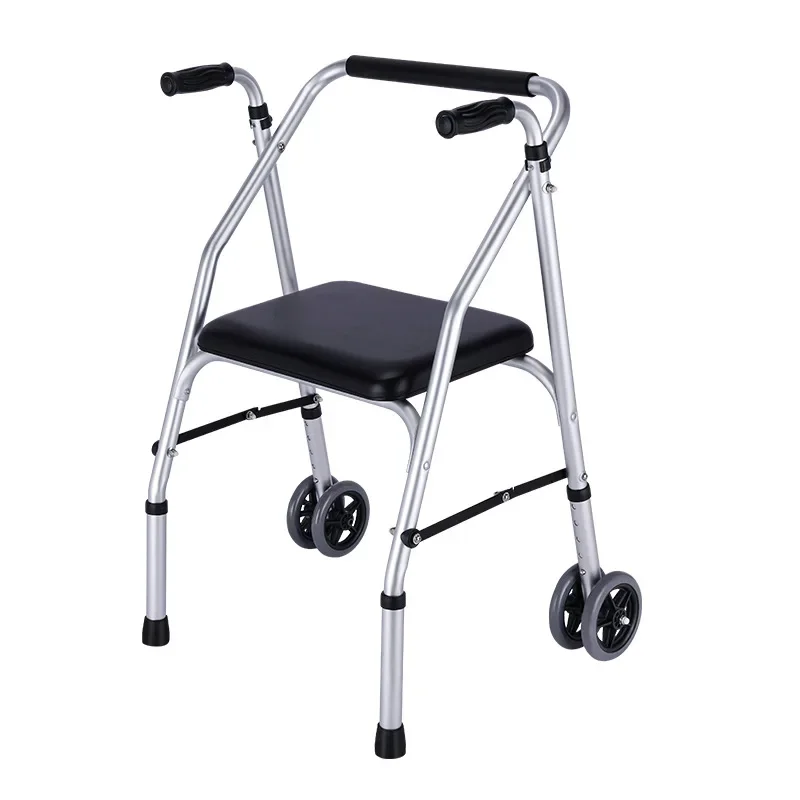 

Height Adjustable Aluminum Alloy Walkers for Elderly Rehabilitation Walking Aid Armrest Crutches Walker with Wheeled Foldable