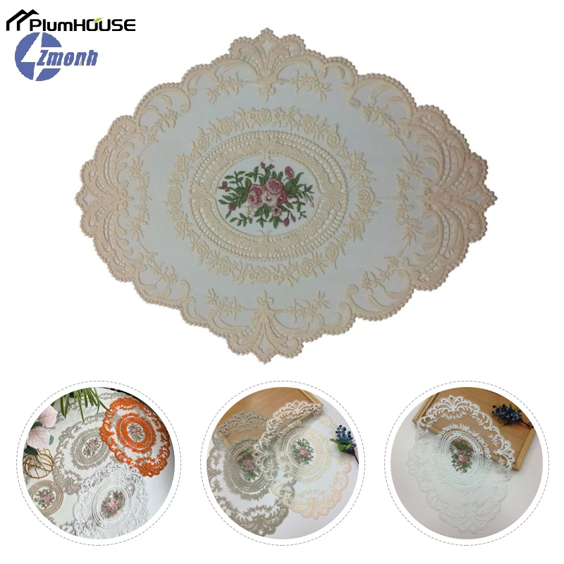 New！Dinning Table Cover Embroidered Table Cloth Elegant Round Lace Tablecloth Coffee Coasters Napkin Party Wedding Decoration