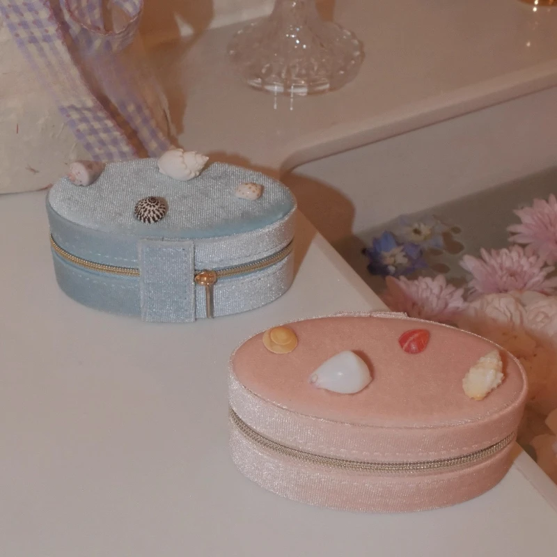 صندوق مجوهرات على شكل صدفة محارة طبيعية، منظم خاتم وسوار لطيف، صندوق تخزين محمول رائع، حاوية تزيين على شكل صدفة #2