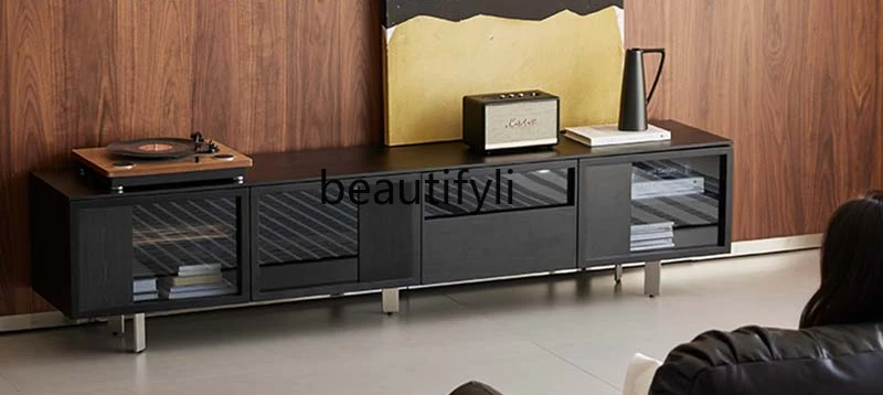 

Solid wood light luxury high-end living room household small apartment modern simple storage locker integrated