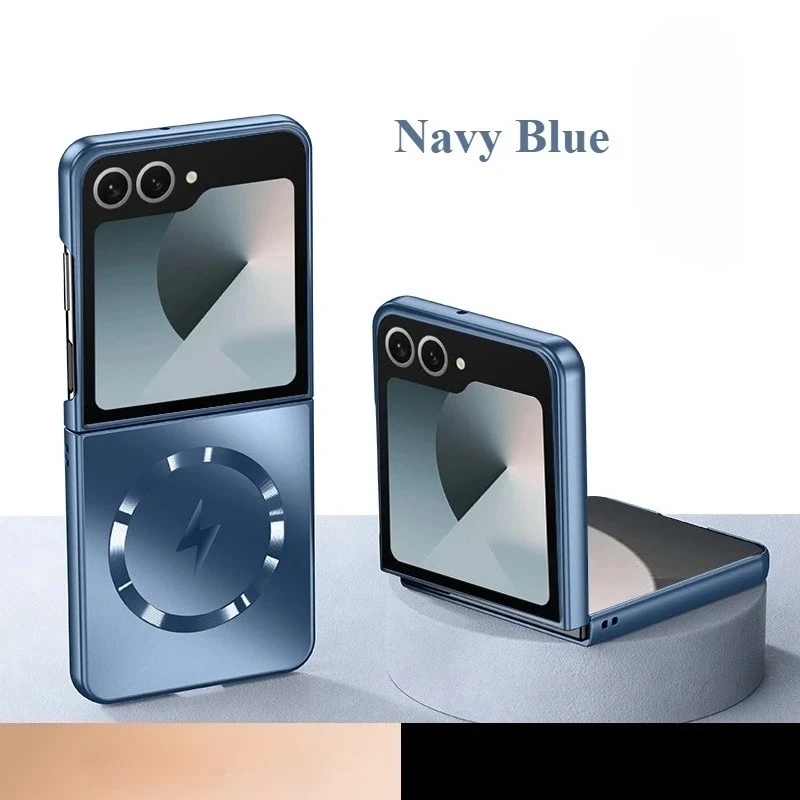 Galvanizado ag fosco fosco magnético caso de carga sem fio para samsung galaxy z flip 7fe 6 5 4 3 fino à prova de gota proteger capa