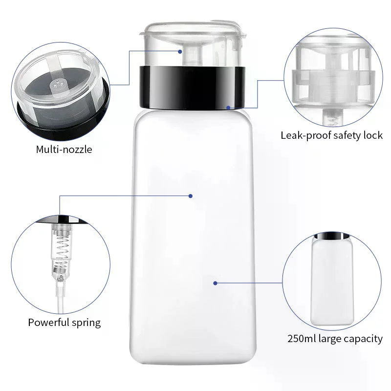 60/150/180/250ml Empty Pump Dispenser Liquid UV Gel Polish Nail Art Polish Clean Bottle Polish Cleanser Remover Bottle