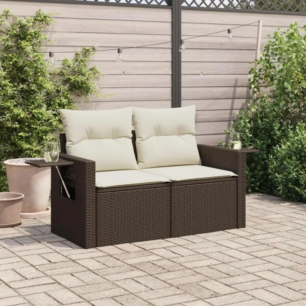 

Brown Poly Rattan Foldable 2-Seater Garden Sofa Outdoor Furniture Stylish Patio Seating