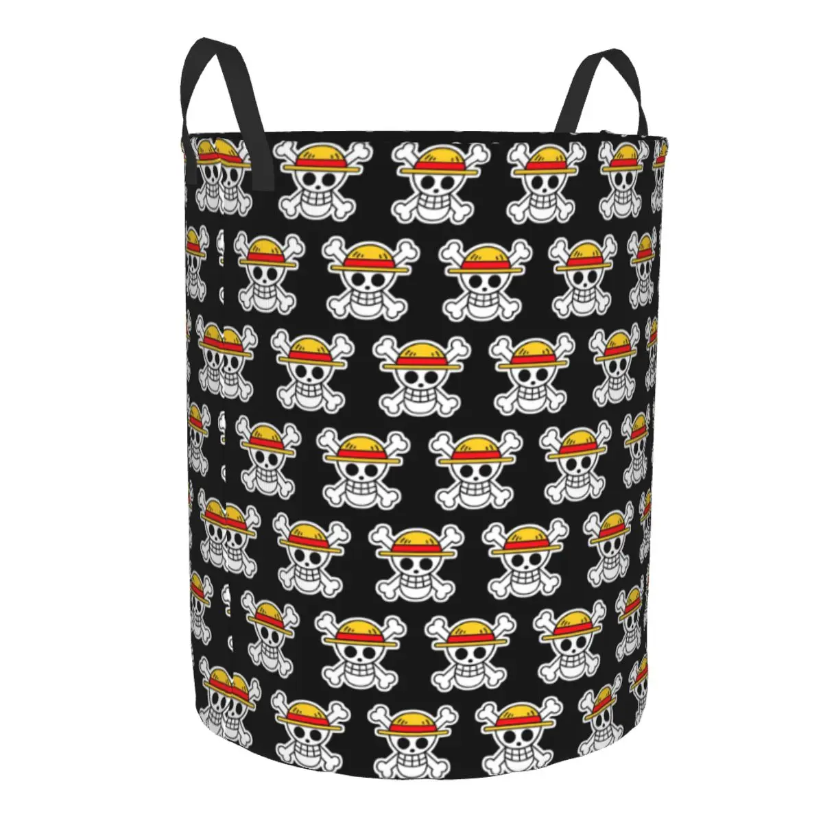 Custom Pirates Skull One Pieces Laundry Basket Collapsible Japanese Anime Manga Hamper for Nursery Toys Organizer Storage Bins