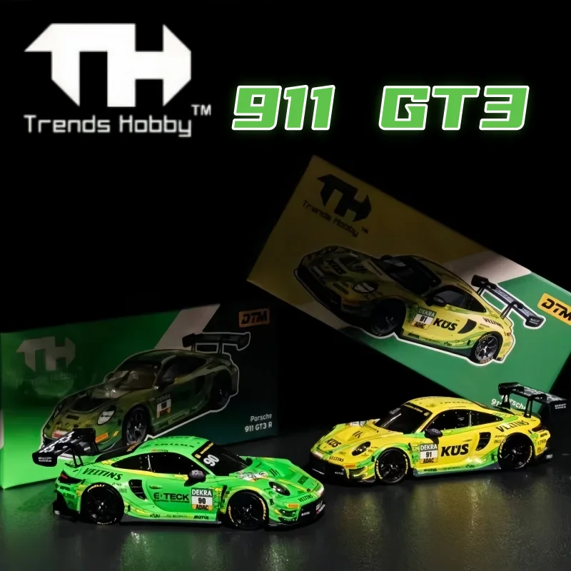 TH 1:64 GT3 R-DTM 2024 911 modelo de coche de simulación en miniatura de aleación, artículo de exhibición coleccionable para adultos, genuino en stock