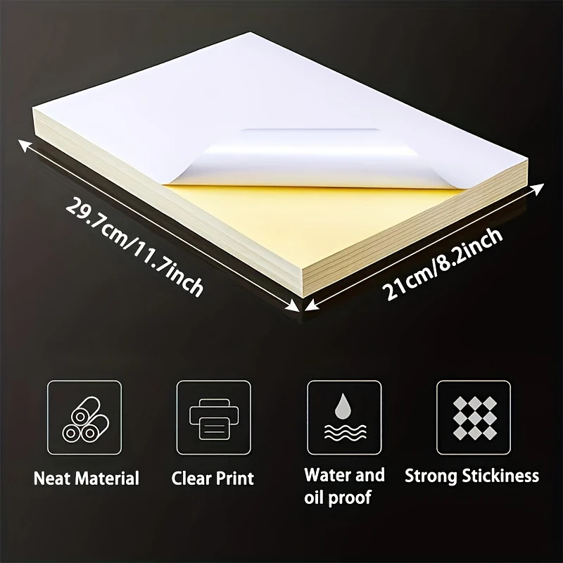 100 sheets writing paper & A4 size stickers, suitable for laser printers and inkjet printers, self-adhesive printing paper