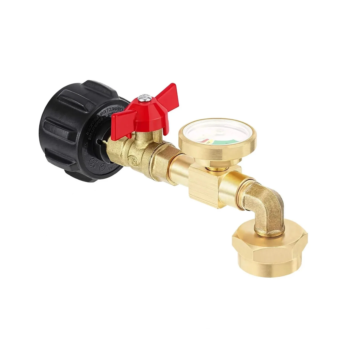 Propane Refill Elbow Adapter with Gauge for 1‑20LB Propane Tanks and Grills